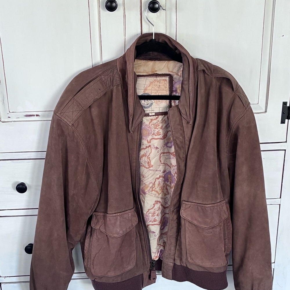 Vintage G-III Global Identity Leather Bomber Jacket Brown Men’s Size L